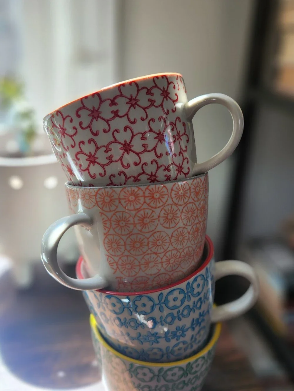 Floral Mug Set - Bloomingville Stoneware Cozy Cottagecore Colorful NEW